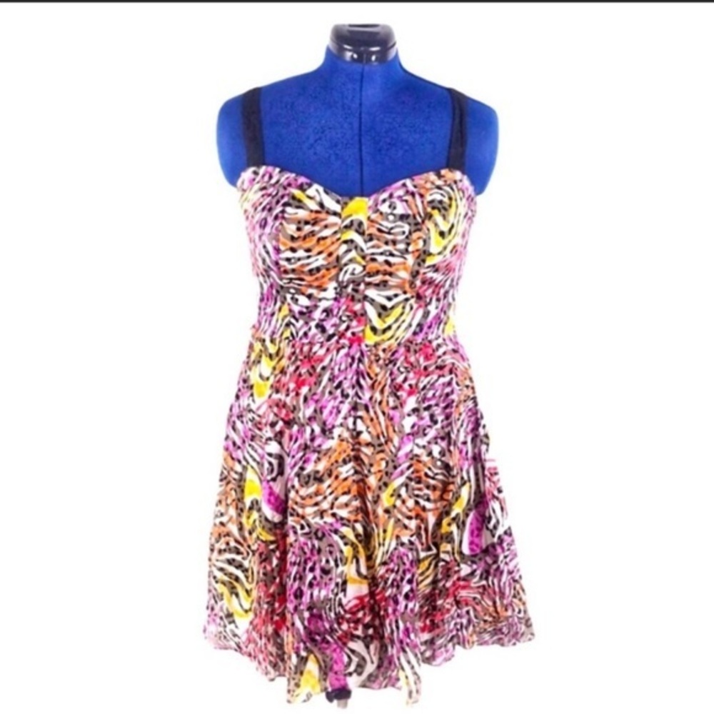 Allen B. 12 retro animal print sweetheart neck swing skirt 100% cotton dress